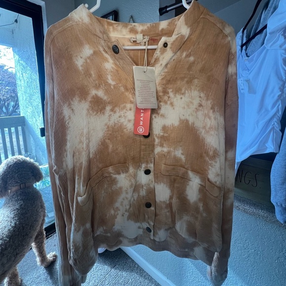 Wavy Brown Tie-Dye Button-Up Cardigan - Picture 1 of 1